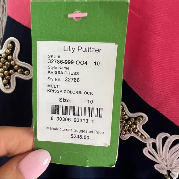 Lilly Pulitzer Krissa Strapless Pink and Navy Dress New Size 10 - Picture 4 of 5